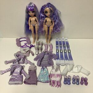Rainbow High Doll Violet Willow Lot 2 Dolls Clothing Skis Shoes Boots READ INFO
